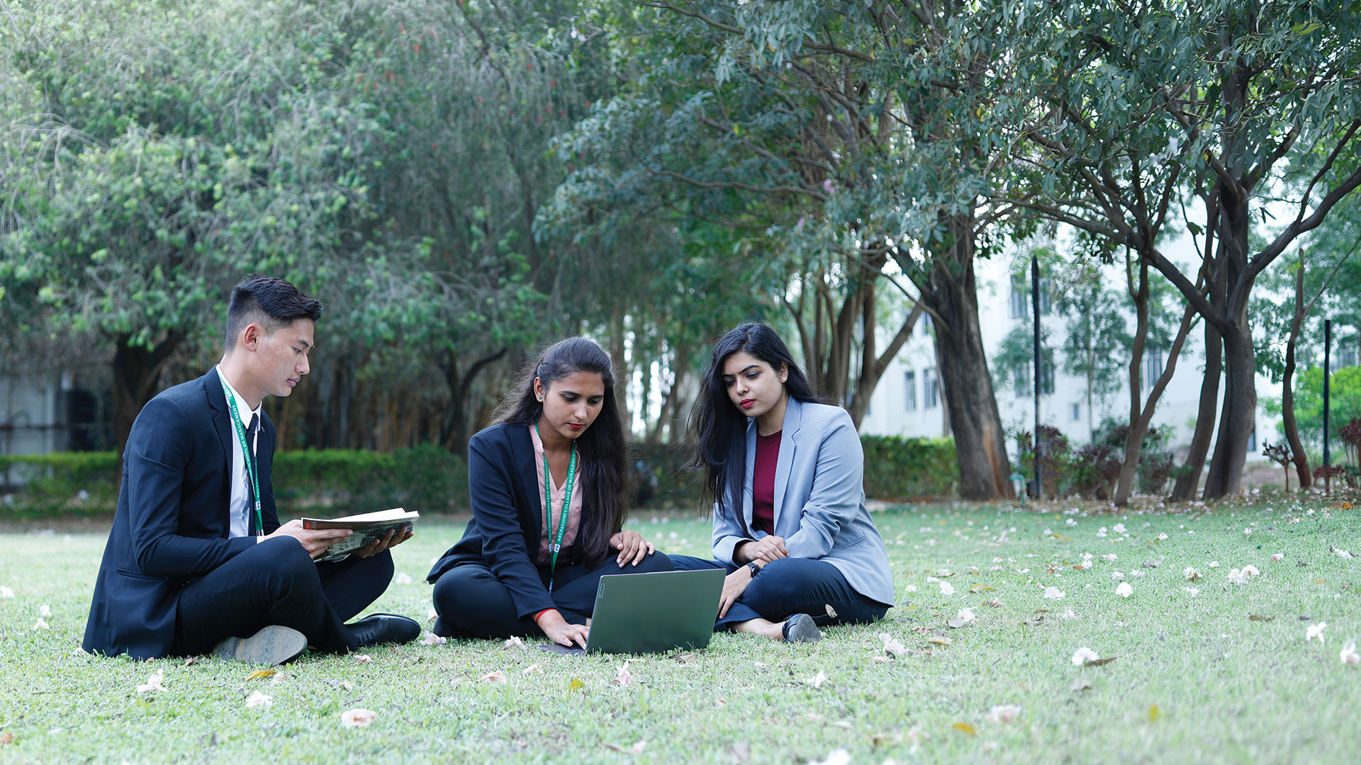 Students collaborating on campus